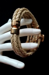 Designer Follie Follie Bracelet Faceted Rhinestone Leather Rose Gold Beads