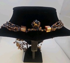 Large Handmade Boho Seed Bead Bib Necklace Shell Fringe Statement Festival…