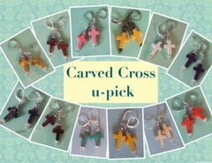 CARVED CROSS assorted HOWLITE drop earrings handcrafted YOU CHOOSE