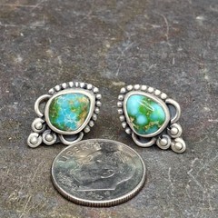 Sonoran Gold Turquoise Sterling Silver Stud Earrings Southwestern Native Style