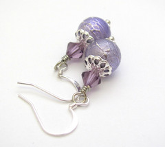 Purple Beaded Earrings Crystal Antiqued Silver Plt. Gift for Her Hawaiibeads