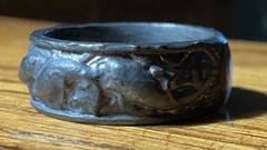Asian Fish Ring, size 9, .380 sterling silver, .925, oxidized, lost wax cast