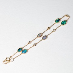 Beautiful Australian Black Opal Diamond Bracelet in 18K Yellow Gold