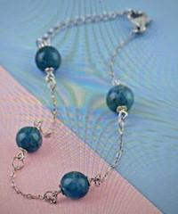 Madagascar Paraiba Apatite Station Bracelet in Rhodium Over Sterling Silver (7.5