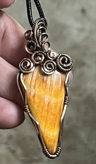 Natural Spiny Oyster ~ Handmade Copper wire wrapped pendant jewelry 10d