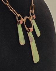 Unique Studio Made Arts & Crafts Green Enamel on Copper Necklace & Pendants