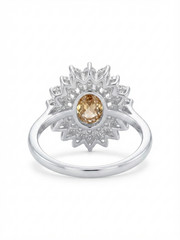 Stunning 2ct Oval Champagne Zircon Halo Ring | Solid 925 Sterling Silver | Brida