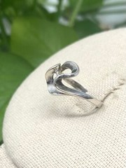 Vintage Sterling Silver 925 Modern Abstract Detailed Ring Sz 6.5 Stamped
