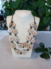 Handcrafted Tagua and ACAI Seeds Organic Necklace, Boutique, IVORY, Ecuador