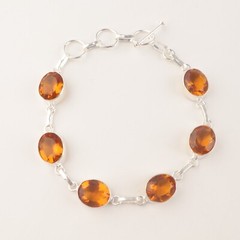 Natural Gemstone Bracelet Citrine 925 Sterling Silver bracelet Birthday Gift