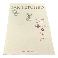 Far Fetched Bunny Rabbit Post Stud Earrings 925 Sterling Silver Fair Trade