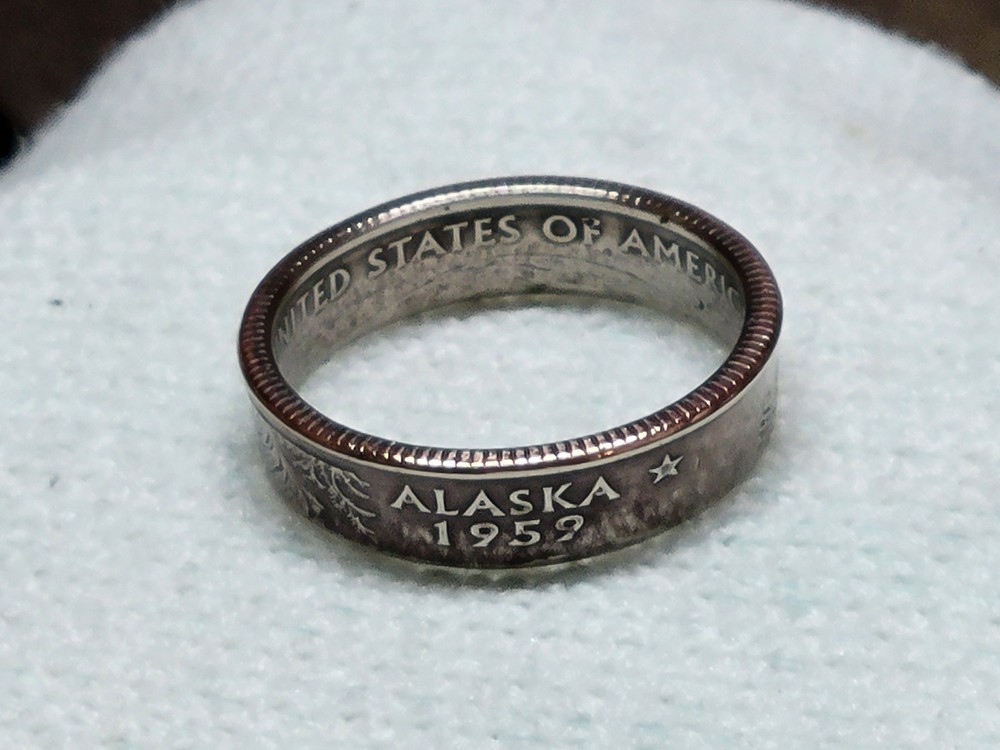 ALASKA – Size 11 State Quarter Coin Ring
