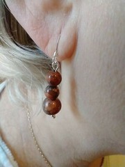 Desert Rose Jasper dangle earrings, sterling silver shepherd hooks