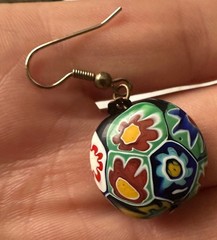 Glass Of Venice Italian Murano Glass Earrings Dangle Round Multicolor Millefiori