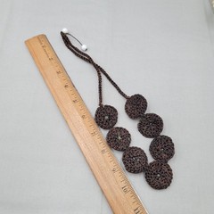 Artisan Real pearl Beaded Bib Necklace on Felt No Metal 20″