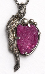Sterling Silver with 14K Gold Pendant w/ Pink Cobaltoan Calcite – 19.5”