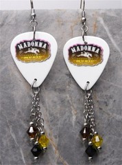 Madonna Music Guitar Pick Earrings with Swarovski Crystal Dangles