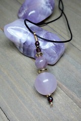 Rose Quartz Necklace Beaded Pink Gemstones Gold Wired Love Crystal