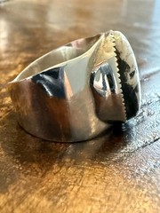 Vintage Navajo Rose Castillo White Buffalo Turquoise Sterling Silver Ring 11.5