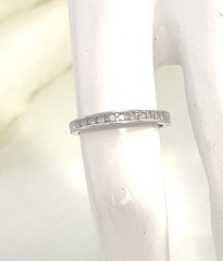 10k White Gold Natural Diamond Channel Half Eternity Band Ring Size 6.5