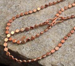 9 inch Pure Copper Flat Round Bead Chain Anklet, Healing Jewelry, Spiritual