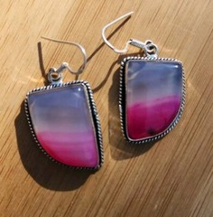 Pink Botswana Agate in Sterling Silver Earrings Jewelry Unique Handmade