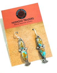 Handcrafted Number 8 Turquoise & Sterling Silver Dangle Earrings