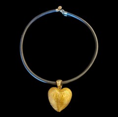 Authentic Antica Murrina Veneziana 24k Gold Foil Murano Glass Heart Necklace 925