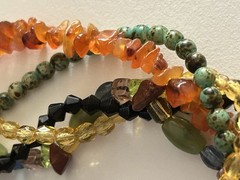Necklace Chico’s 5-strand semiprecious stones Carnelian, Onyx, Agates Quartz 20”