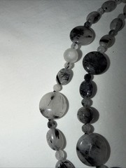 Natural Tourmilated Quartz Bead Necklace & Bracelet Coin & Round Beads 925 Clasp