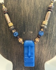 Handcrafted Tiki Head Epoxy Resin Pendant Necklace 18” #5
