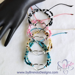 Handcrafted Beaded Adjustable Bracelet with Connector; handmade jewelry