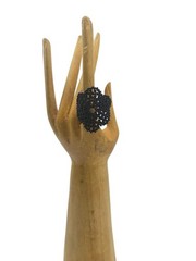 New Artisan Handmade Black Floral Beaded Handcrafted Ring Goth Whimsical