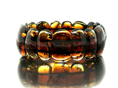 AMBER BRACELET GIFT Natural Baltic Amber Beads Elastic Ladies Jewelry 21g 17238