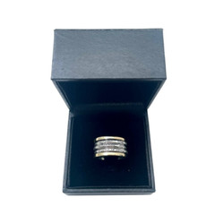 Hebrew 3 Spinner Ring in Sterling Silver & 9k Yellow Gold Kabbalah Solid Jewelry