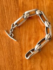 Handmade in Sante Fe HEAVY UNISEX Sterling Silver Bracelet 129 grams 9″