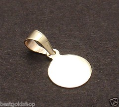 9mm SMALL ENGRAVABLE REVERSIBLE DISC CHARM PENDANT REAL SOLID 14K YELLOW GOLD