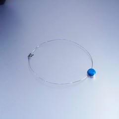 16”, vintage Sterling 925 silver handmade choker collar necklace with turquoise