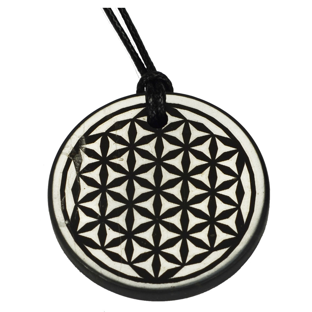 Shungite Pendant Flower of Life ( Engraved ) – Various Shapes