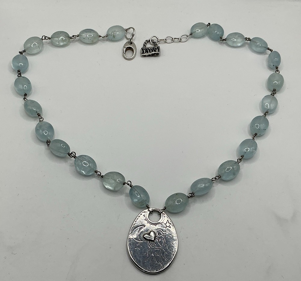 Jes Maharry “You Only Live Once” Sterling Silver & Aquamarine Necklace 18-19”