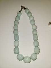 Genuine Blue Jade Nugget Necklace Silver Tone Toggle Clasp 18″
