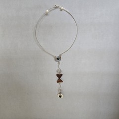 Handmade Artisan Sterling Silver Malachite and Copper Collar Necklace