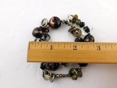 Artisan Branded Blown Glass Quartz Stretch Bracelet Double Strand Mixed Metals