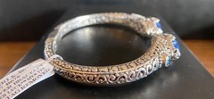 Sarda,Bali Handcrafted,Beautiful,Fossilized,Navy Coral & Sterling Bracelet-3 Szs
