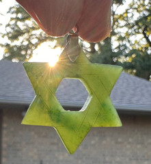 Vintage Jade Star of David Pendant Gold Plate Bail Spinach Green Nephrite