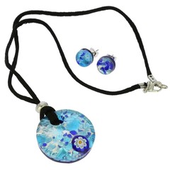 GlassOfVenice Murano Glass Venetian Reflections Round Necklace and Earrings Set