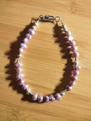 Artist Handmade Sz S/M Natural Mabe Blister Pearl Sterling Silver Pink Bracelet