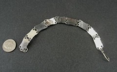 Bracelet Sterling Garnet Red Stones Silver 925 Hook Clasp Oval Links 7″ Long