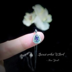 Mini Mystic topaz Necklace – Tiny Rainbow Topaz Pendant – 18kgp @ Sterling