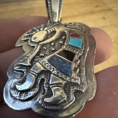 Sterling Silver .925 Pendant Vintage Toning Handmade Native American Jewelry WOW
